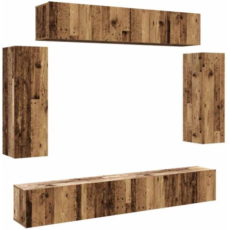 Set Mobile TV 6 pz Montato a Parete Legno Antico in Truciolato vidaXL (1/5)