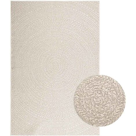 vidaXL Tappeto ZIZUR Crema 140x200 cm Aspetto Iuta Interni ed Esterni
