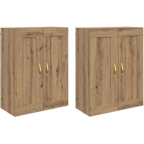 vidaXL Mobile a muro 2 pcs Rovere artigianale 69,5 x 34 x 90 cm (1/5)