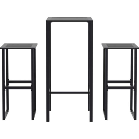 Set Bar da Giardino 3pz Nero in Acciaio Verniciato a Polvere vidaXL