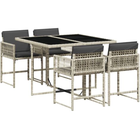 vidaXL Set Pranzo da Giardino 5pz con Cuscini Grigio Chiaro Polyrattan