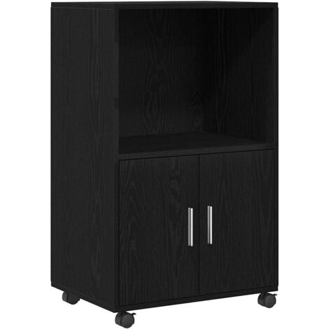 vidaXL Mobiletto su Ruote Rovere Nero 55 x 40 x 91 cm