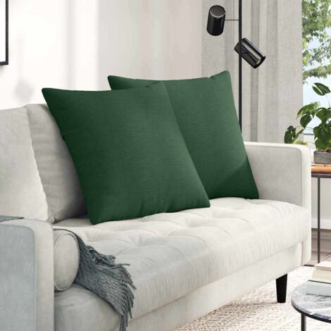 vidaXL Cuscini da Divano 2 pcs Verde Scuro 80 x 80 cm Tessuto in