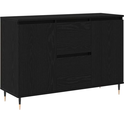 vidaXL Credenza Rovere nero 101.5 x 35 x 70 cm Legno multistrato