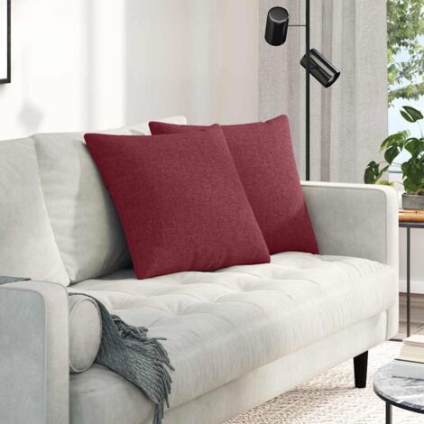 vidaXL Cuscini da Divano 2 pcs Rosso Vino 50 x 50 cm Tessuto