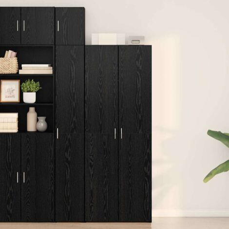 vidaXL Credenza Rovere nero 70 x 42.5 x 185 cm Legno multistrato
