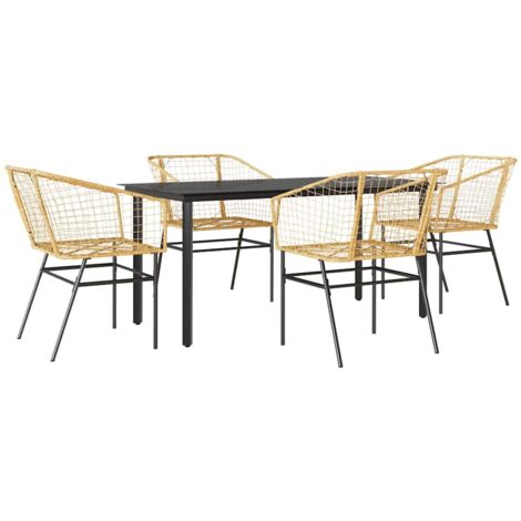 vidaXL Set da Pranzo da Giardino 5pz Polyrattan Vetro (1/5)