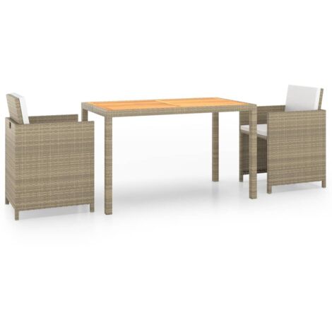 vidaXL Set da Pranzo da Giardino 3 pz con Cuscini in Polyrattan