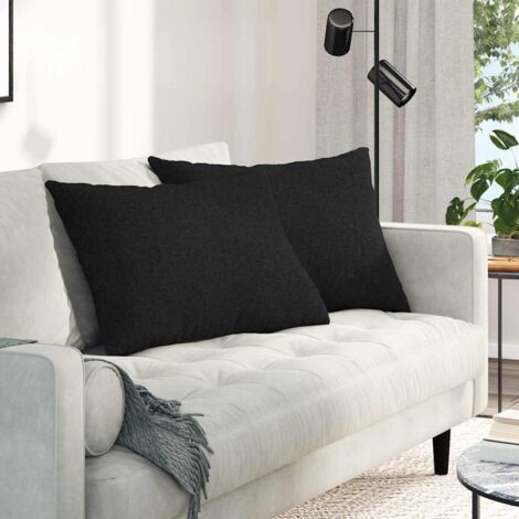 vidaXL Cuscini da Divano 2 pcs Nero 70 x 50 cm Tessuto