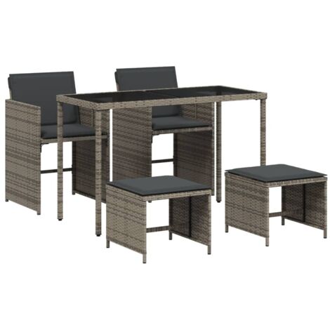 Set da Pranzo da Giardino 5 pz con Cuscini in Polyrattan Grigio vidaXL