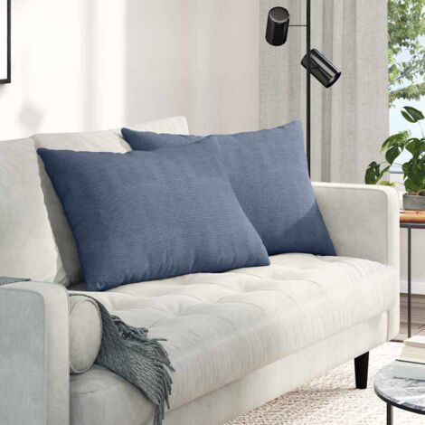 vidaXL Cuscini da Divano 2 pcs Blu 70 x 50 cm Tessuto in Cords
