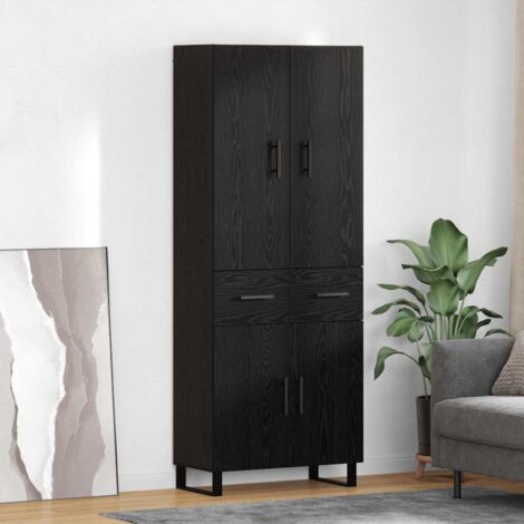 vidaXL Credenza con cassetto 2 pcs Rovere Nero 69,5 x 34 x 180 cm (1/5)