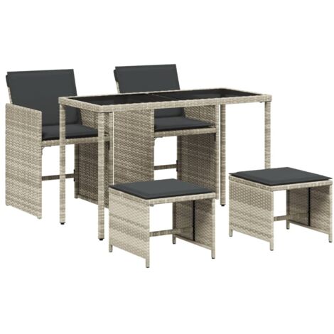 vidaXL Set Pranzo da Giardino 5pz con Cuscini Grigio Chiaro Polyrattan