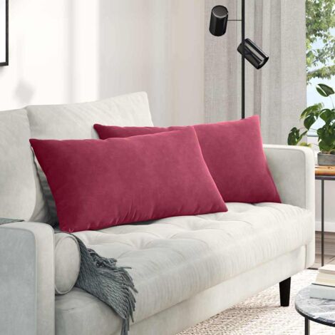 vidaXL Cuscini da Divano 2 pcs Rosso Vino 80 x 40 cm Tessuto in