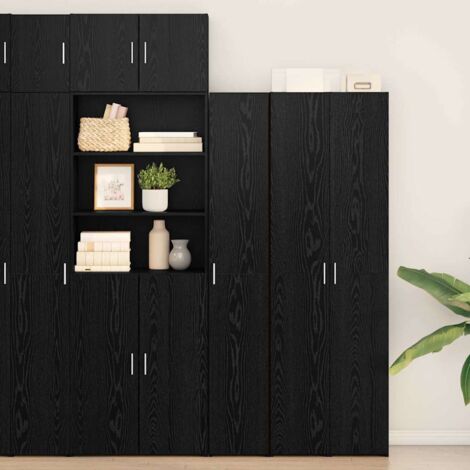 vidaXL Credenza Rovere nero 30 x 42.5 x 185 cm Legno multistrato