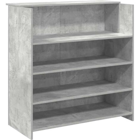 vidaXL Banco Reception Grigio Cemento 100x50x103,5cm Legno Multistrato