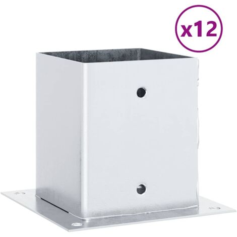 vidaXL Basi per Pali Quadrate 12 pz Argento 121x121 mm Acciaio