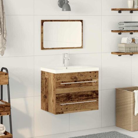vidaXL Armadio sottolavello 2 pcs Legno vecchio Legno multistrato