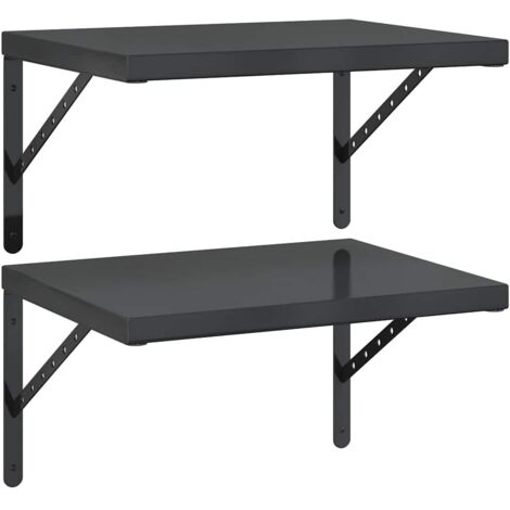 vidaXL Mensole a Muro 2 pz 50x40 cm Nero in Acciaio Inossidabile