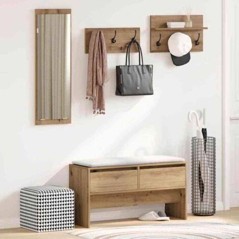 vidaXL Set mobili da ingresso 4 pcs Rovere nero Legno multistrato