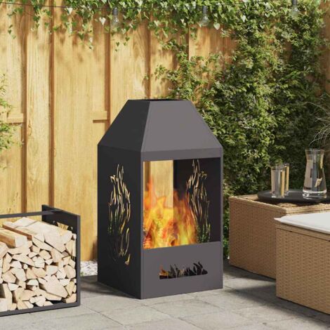 vidaXL Focolare Nero 50 x 50 x 100 cm Acciaio