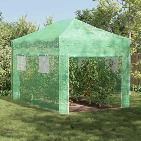 vidaXL Serra con struttura pop-up Verde 280 x 410 x 315 cm Ferro