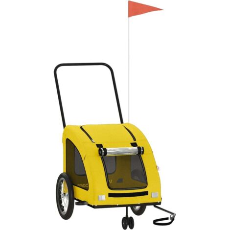 vidaXL Rimorchio da Bici per Animali Giallo Oxford e Ferro