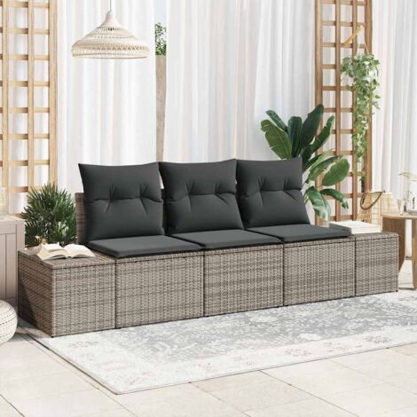 vidaXL Set Divano da Giardino con cuscino 3 pcs Grigio (1/5)