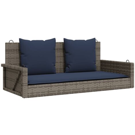 vidaXL Panca a dondolo con cuscini grigia 119x56x48 cm in (1/5)