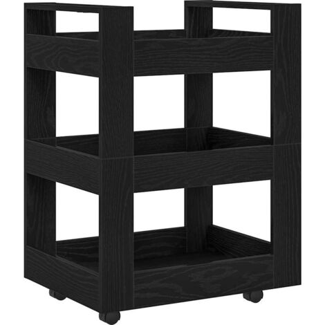 vidaXL Carrello da Cucina Rovere nero 60 x 45 x 80 cm