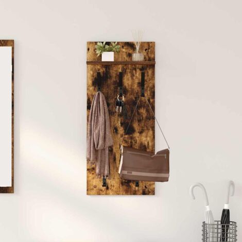 vidaXL Appendiabiti a muro con lo scaffale Rovere fumo 90 x 40 x 10 cm
