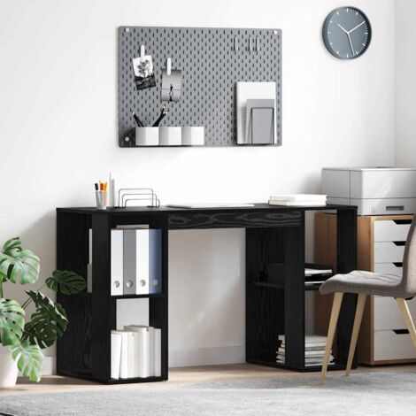 vidaXL Scrivania con Storage Rovere Nero 130 x 50.5 x 75 cm