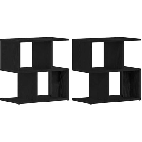 vidaXL Armadio da Notte 2 pcs Rovere Nero 50 x 30 x 51,5 cm