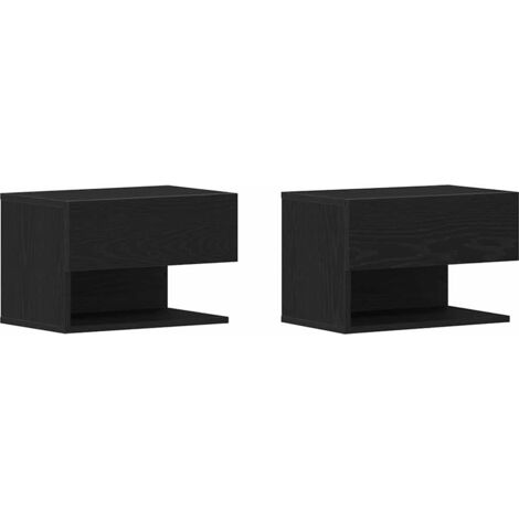 vidaXL Armadio da Notte 2 pcs Rovere nero 46 x 29.5 x 30 cm
