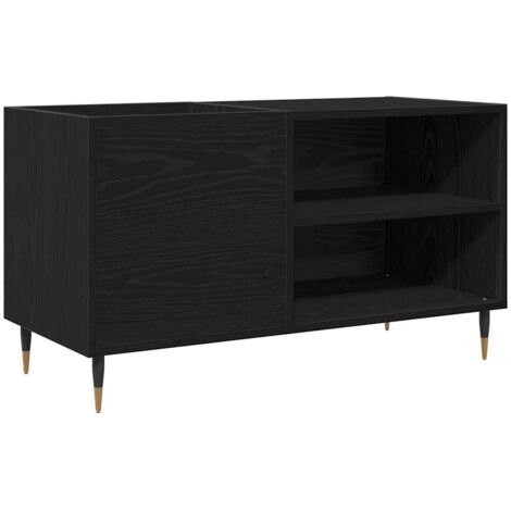 vidaXL Mobile porta vinili con lo scaffale Rovere Nero 85 x 38 x 48 cm