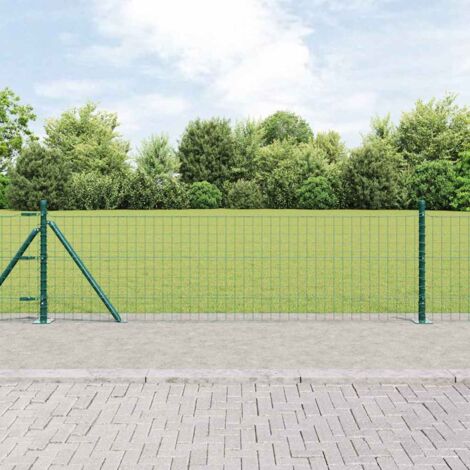 vidaXL Pali per Recinzione 7 pcs Verde Ø32mm 50 cm Acciaio zincato