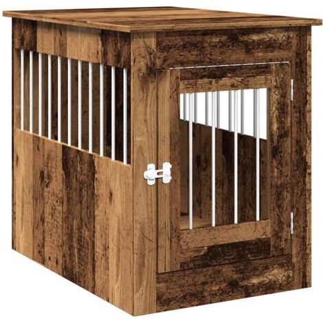 vidaXL Gabbia Cani da Arredamento Legno Antico Legno Multistrato