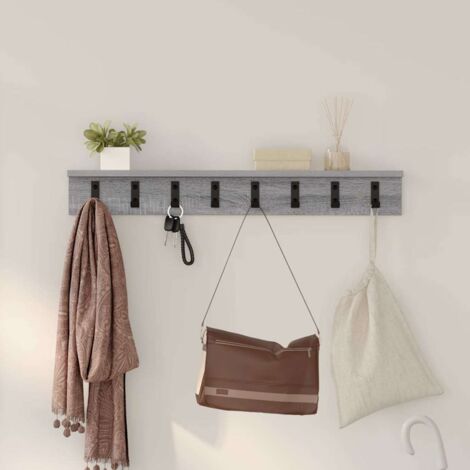 vidaXL Appendiabiti a muro Grigio sonoma 80 x 10.5 x 10.5 cm