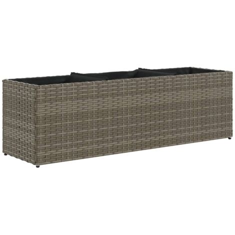 Fioriera da Giardino con 3 Vasi Grigia 105x30x32 cm Polyrattan vidaXL