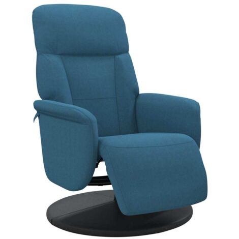 vidaXL Poltrona Reclinabile con Poggiapiedi Blu in Velluto