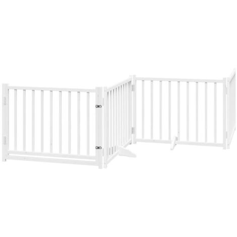 vidaXL Cancello Cani Pieghevole Bianco 4 Pannelli 320cm Massello (1/5)