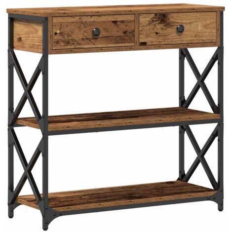 vidaXL Tavolo Consolle con cassetto Legno vecchio 75 x 28 x 75 cm