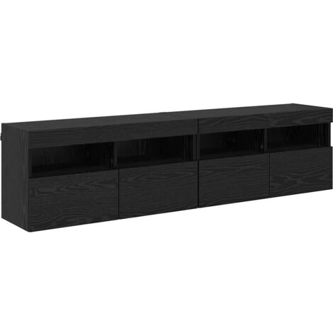 vidaXL Mobiletti TV da Parete 2 pcs Rovere Nero 80 x 30 x 40 cm (1/5)