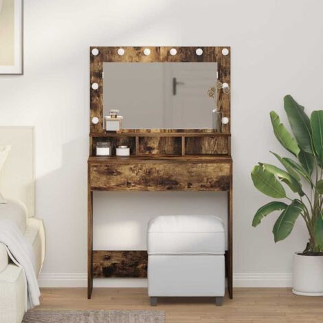 vidaXL Tavolo da Trucco Rovere fumé 79 x 41 x 135 cm Legno multistrato
