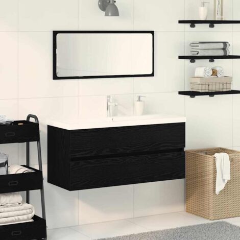 vidaXL Mobile lavabo Rovere nero 100 x 39 x 62 cm Legno multistrato