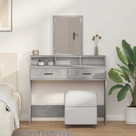 vidaXL Tavolo da Trucco con cassetto Grigio cemento 100 x 41 x 140 cm