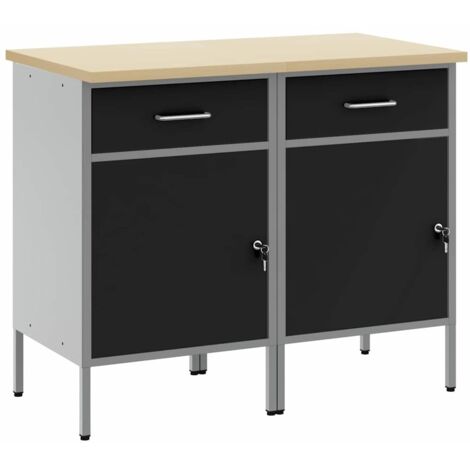 Mobile da lavoro 2 pcs Nero e Grigio 100 x 55 x 85 cm vidaXL