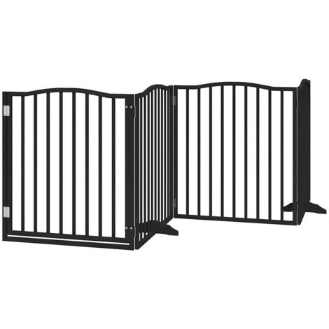 vidaXL Cancello per Cani Porta Pieghevole Nero 4 Pannelli 320cm Pioppo