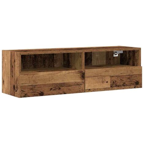 vidaXL Mobile TV da parete Legno vecchio 100 x 30 x 30 cm (1/5)