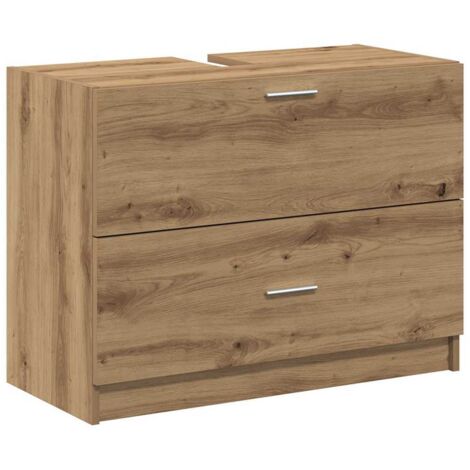 vidaXL Mobile da Bagno con cassetto Rovere artigianale 78 x 37 x 59 cm